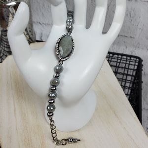 Crystal paved grey stone bracelet